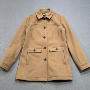Eddie Bauer Jacket Women's Small Brown Wool Nylon Button Front Classic Car Coat